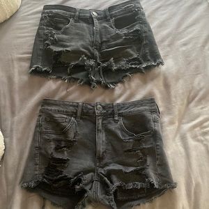 American eagle black ripped jeans shorts